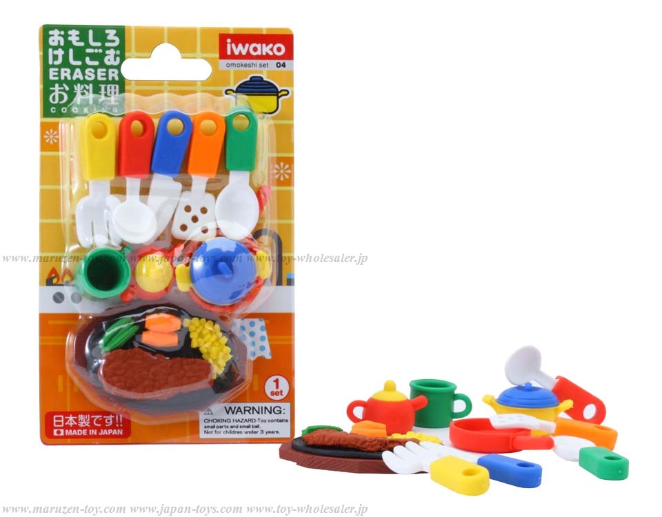 (IWAKO)(ER-981028)-made in JAPAN-Blister Pack Erasers Cooking Erasers(Colors/Designes/Assortments may changed without Notice)