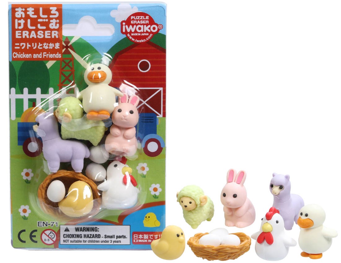 [IWAKO](ER-BRI077) Japanese Blister Pack Eraser - Chicken and Friend (color, shape and color combination may change occasionally)